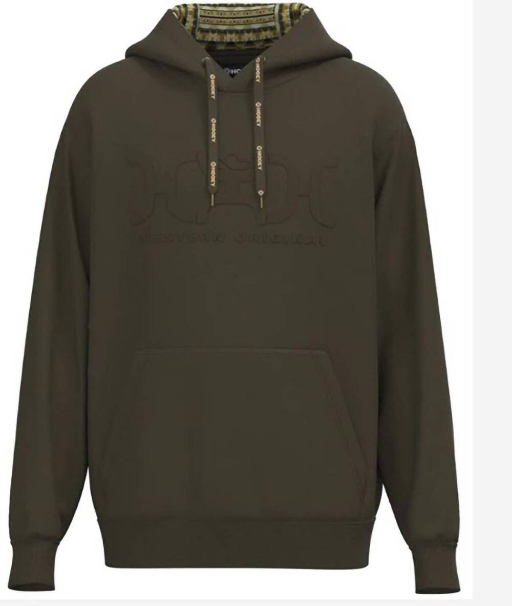 NEW HOOEY men's embossed logo legendary hooded sweatshirt in brown